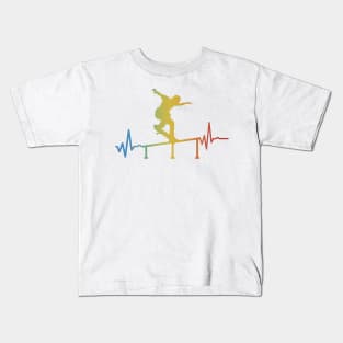 Heartbeat Skater with rail Skateboarding Gift Kids T-Shirt